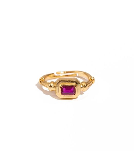 Ebru Jewelry Pink Ruby Shine Minimalist Adjustable Ring