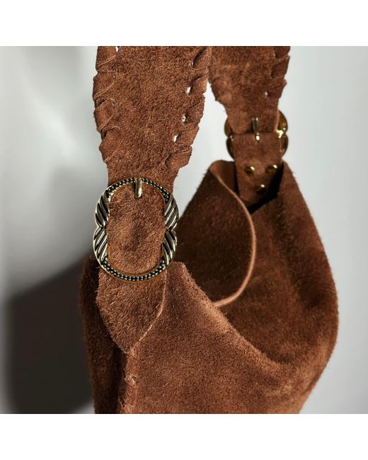 Ruj Heritage Brown Hobo Bag Suede