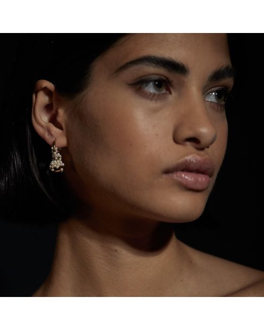 Kasun Metallic Pearl Droplet Hoop Earring Vermeil