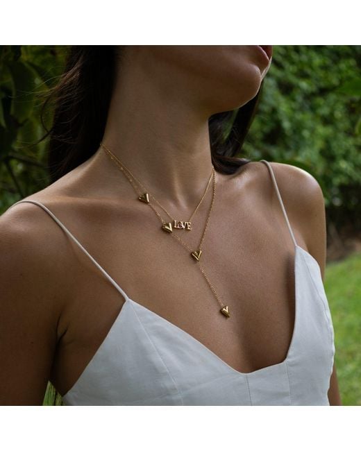 Ebru Jewelry Metallic Golden Heart Y Necklace