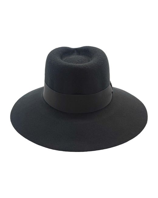 DORIA 1905 Black Wool Felt Wide Brim Drop Hat