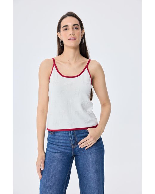 Peraluna Pink Desert Palm Palm Patterned Knit Strapped Top