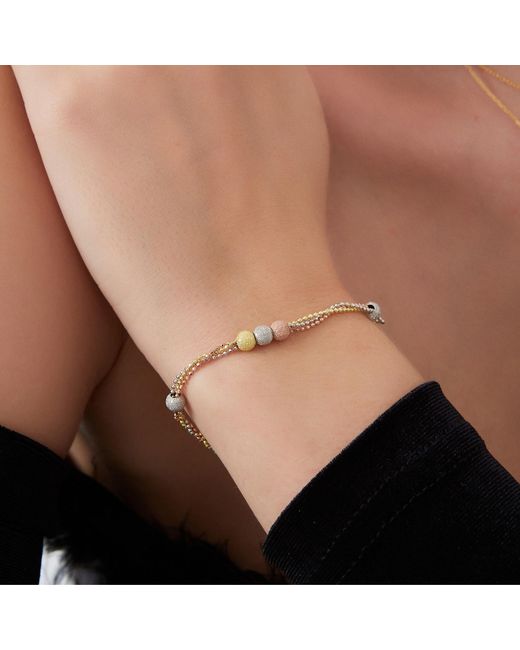 Spero London Metallic Large Beaded Three Rose Sterling Handmade Bracelet