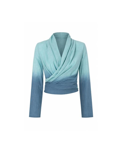 Tiger and the Monkey Blue The Natasha Organic Cotton Wrap Front Shirt