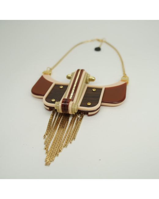 Gissa Bicalho Metallic Acrylic Handmade Necklace Soure Topaz