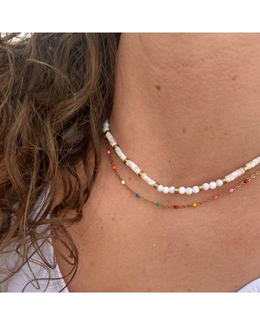 Evie Jewelry Metallic Colour Wave Fine Beaded Waterproof Necklace