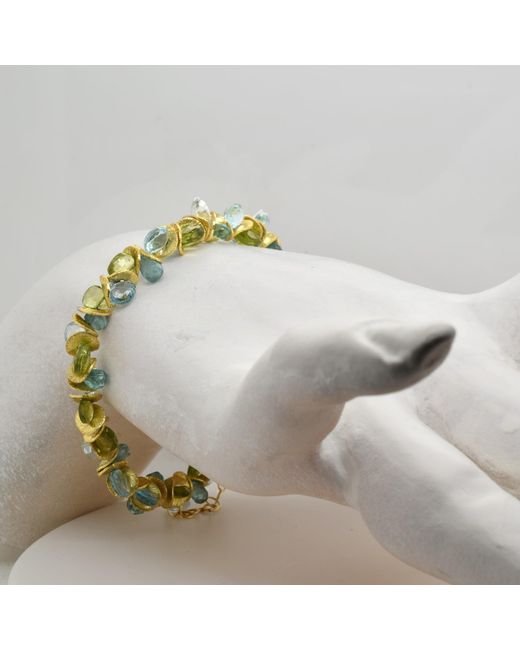 Lori Kaplan Design Metallic Signature Ocean Wave Peridot Apatite Topaz Bracelet