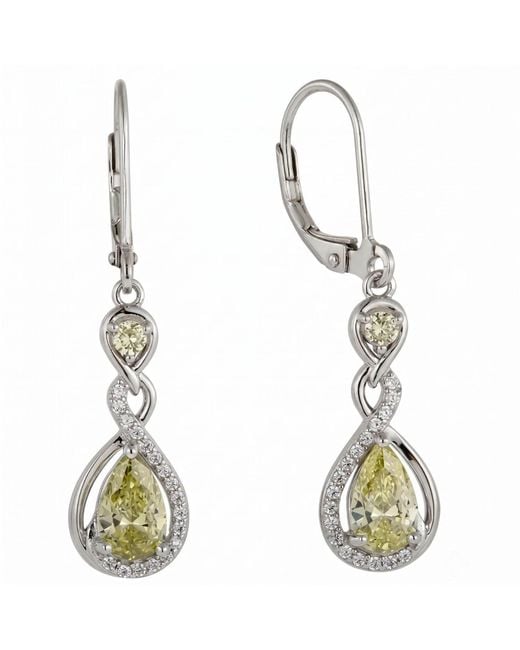 Harfi White Peridot August Birthstone Teardrop Dangle Sterling Earrings