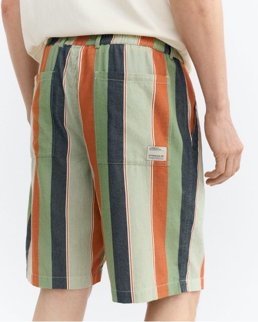 Thinking Mu White Striped Bermuda Shorts Gasper for men