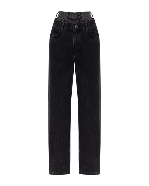 Nocturne Black Double Waisted Two Tone Jeans