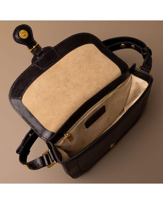 Time Resistance Black Leather Saddle Bag