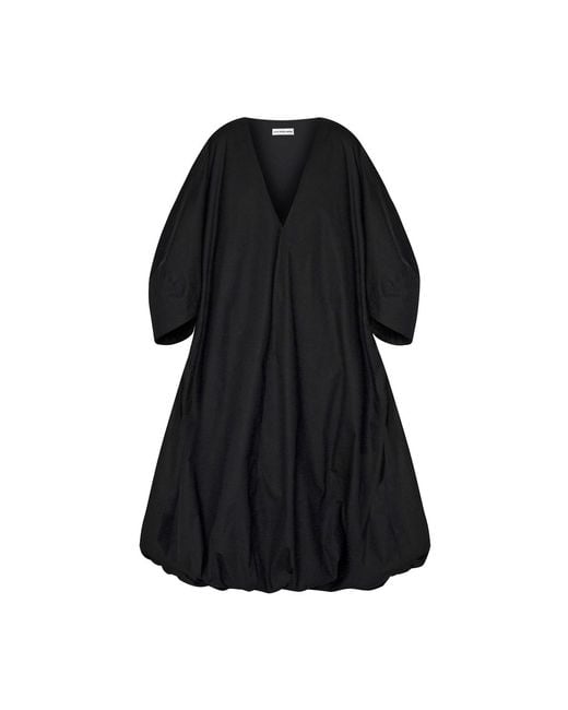 Sanctumum Black Kima Wabi Sabi Puffed Balloon Bottom Dress With Kimono Style Sleeves