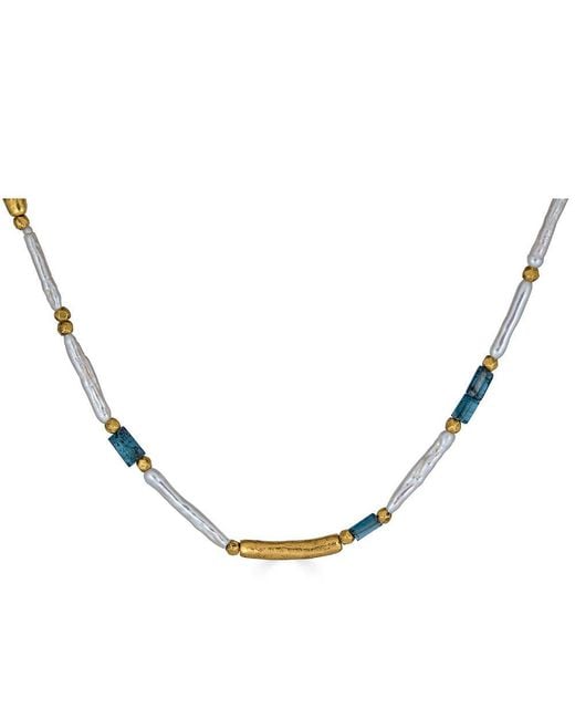Loni Paul Jewelry Metallic Biwa Pearl & Kyanite Necklace