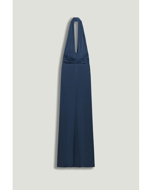 Nocturne Blue Draped Halter Neck Maxi Dress