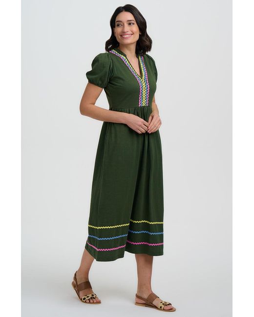Sugarhill Green Renee Jersey Midi Dress, Ric Rac