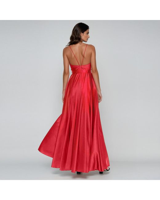 Angelika Jozefczyk Red Satin Long Evening Dress