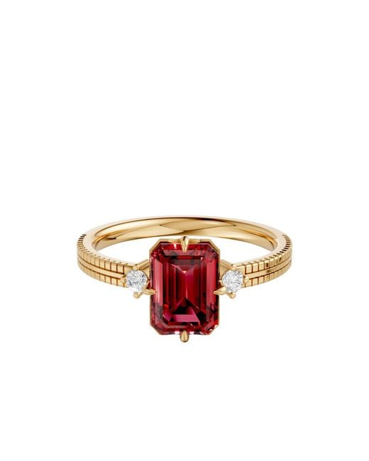 Aya Fine Jewelry Red Emerald Cut Ruby Solitaire Ring