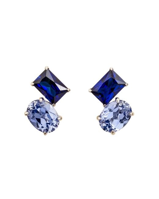 Juvetti Blue Buchon Earrings Set With Sapphire
