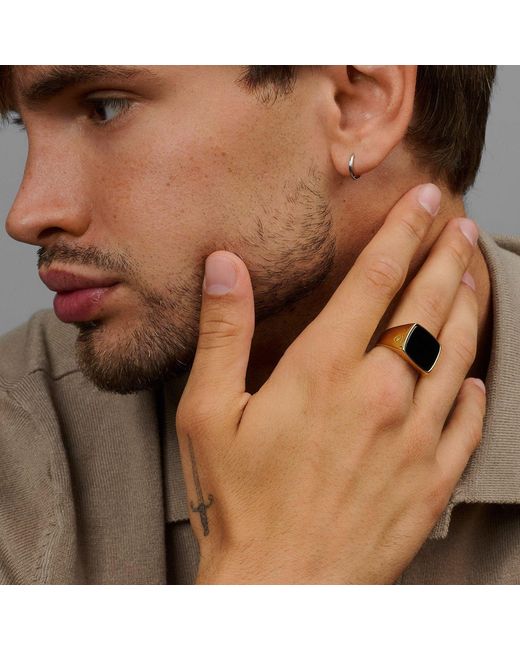 Nialaya Metallic Sterling Hoop Earrings for men