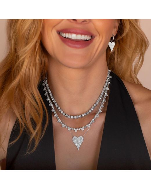 SHYMI White Pave Heart Earrings