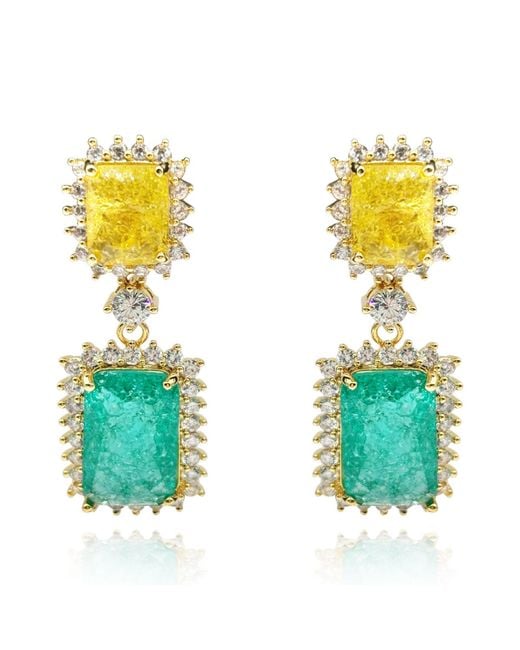 Michael Nash Jewelry Green Ally Canary And Emerald Crystal Clip On Earrings