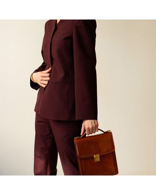 Time Resistance Brown Small Leather Briefcase For