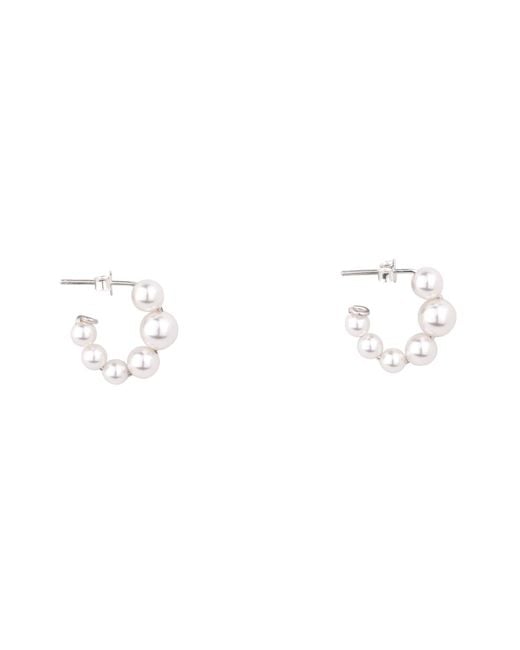 Oana Savu Metallic Sterling And Pearls Hoop Earrings
