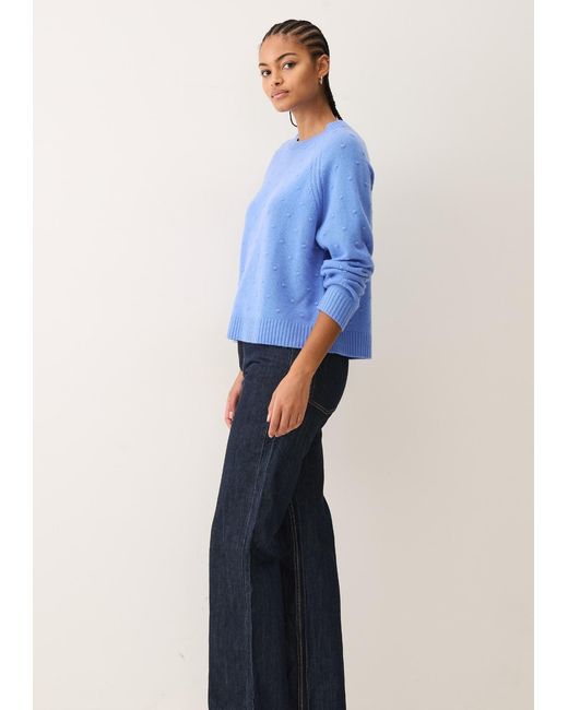 Loop Cashmere Blue Bobble Sweater