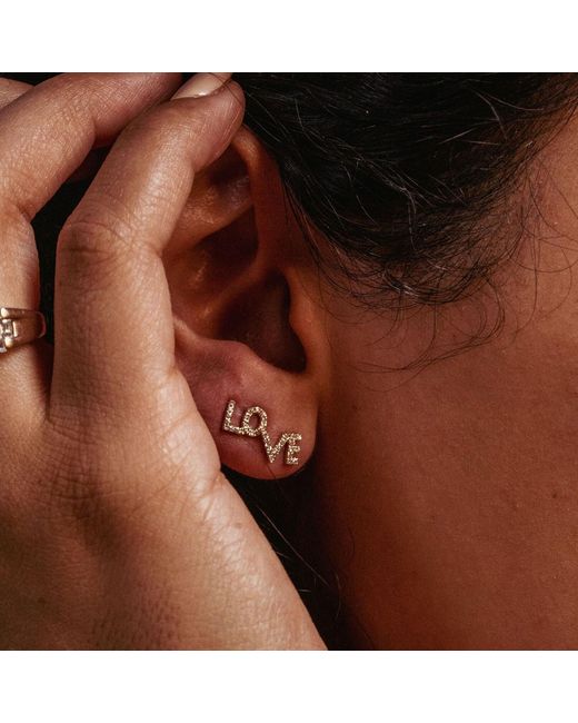 Neshi Designs Metallic Love Diamond Stud Earrings
