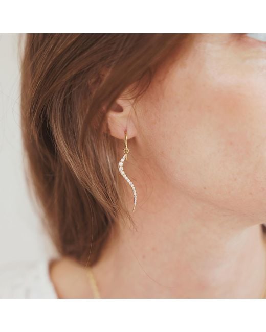 Linda Fiore Metallic Swirl Earrings Vermeil With Clear Cz
