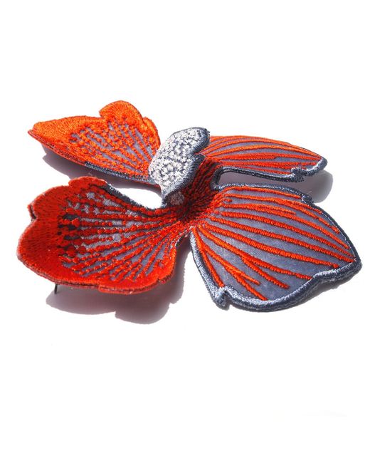 Nana Watanabe Click Flora Folded Dimensional Embroidered Earrings