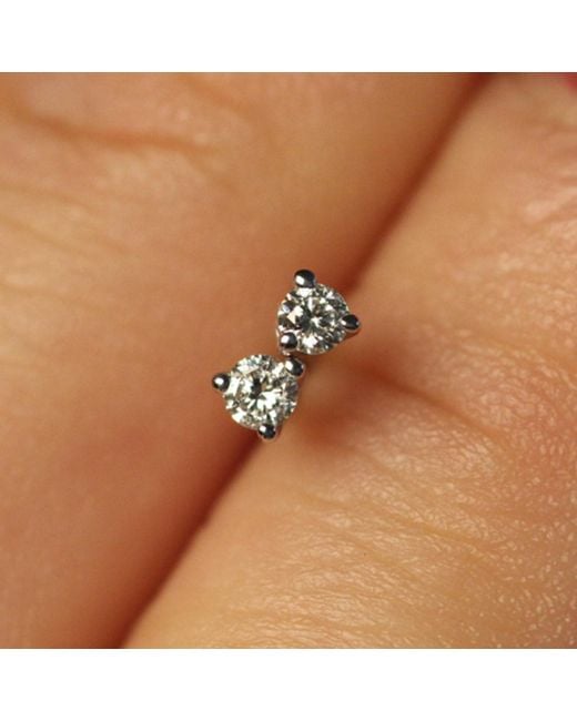 VicStoneNYC Fine Jewelry Metallic Natural Tiny Diamond Three Prong Settings Stud Earrings