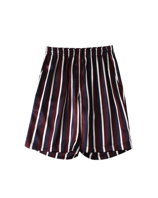 Soft Strokes Silk Blue Pure Mulberry Silk Striped Shorts for men