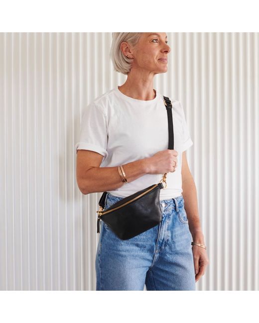 VIDA VIDA Black Luxury Leather Sling Bum Bag
