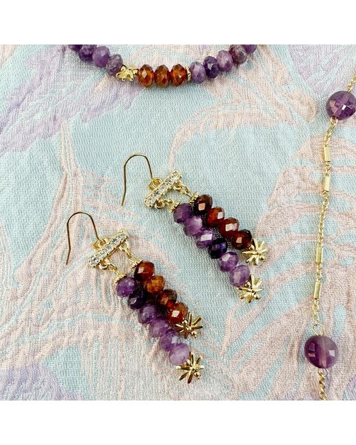 Farra Multicolor Amethyst And Garnet Tassel Earrings