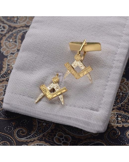 Simon Kemp Jewellers Metallic Masonic Cufflinks Eighteen Carat On for men