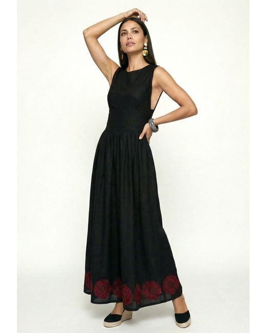 Raffya Black Vanessa Wide Leg Embroidered Jumpsuit