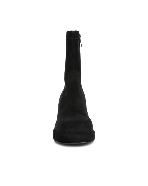 Rag & Co Black Two-Cubes Suede Platform Ankle Boots