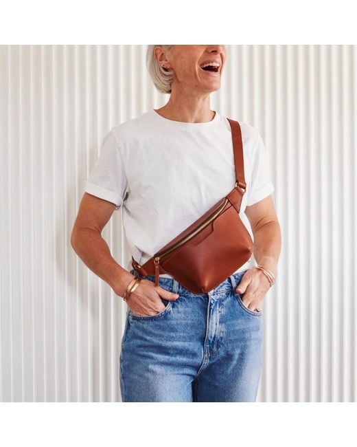 VIDA VIDA Brown Structured Tan Leather Sling Bum Bag