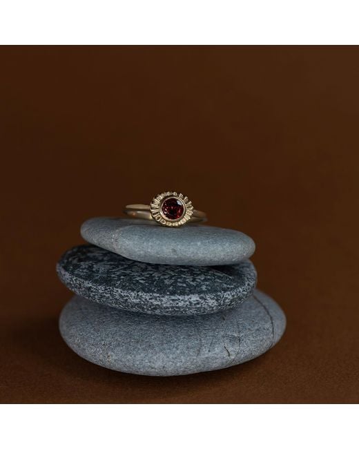 Zoe & Morgan Metallic Odette Ring With Garnet