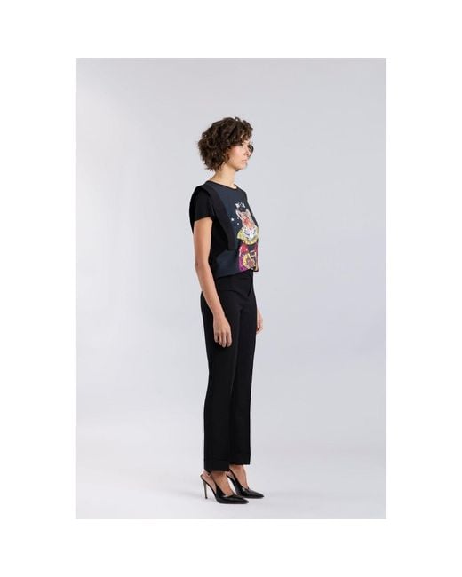 The Extreme Collection Black Structured T-Shirt With Tiger Print