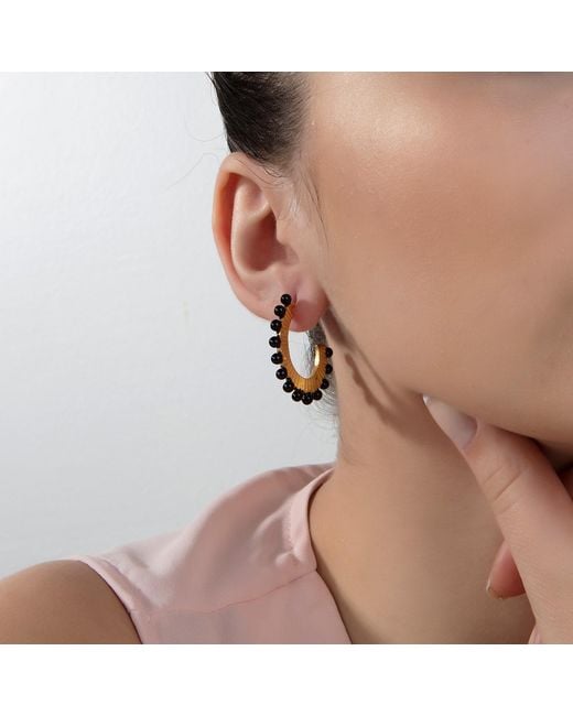 Milou Jewelry Black Oval Hoop Earrings