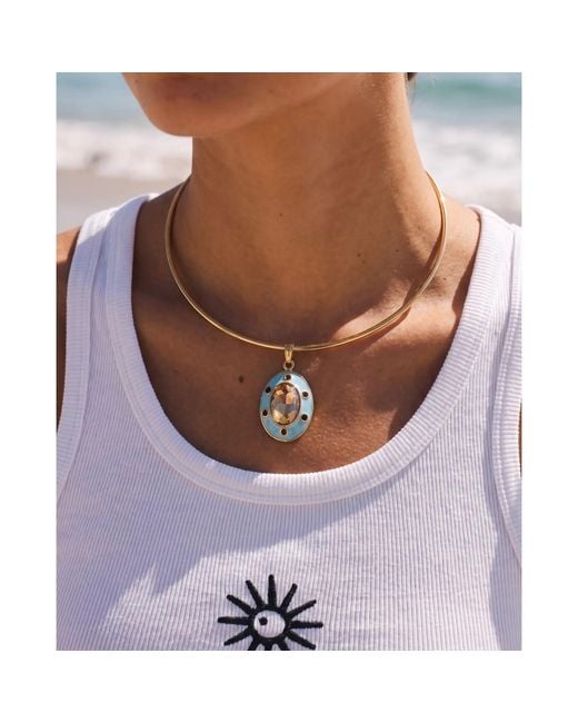 By Virgo Metallic Gemma Blu Choker