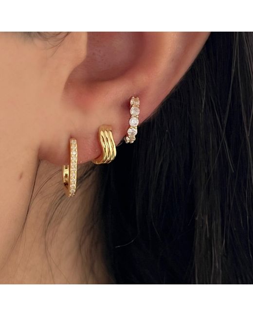Nazzar Metallic Zirconia Small Huggie Hoop Vermeil Earrings