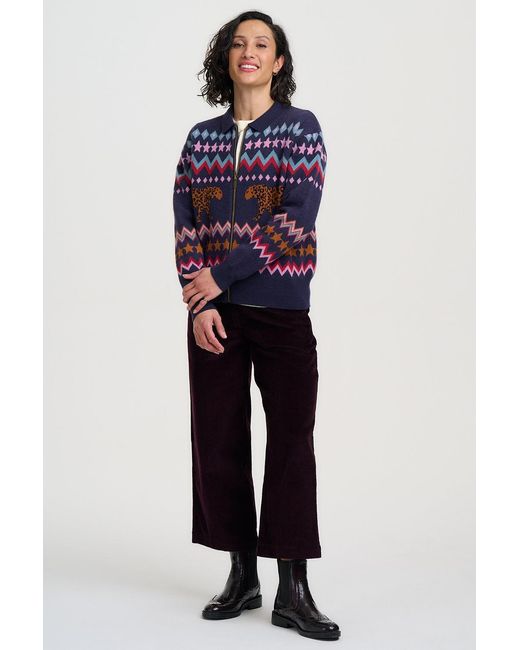 Sugarhill Blue Katlin Knitted Bomber Jacket Leopard