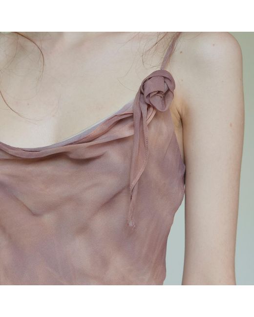 Belsize25 Brown Lumen Print Nude Silk Slip Short Dress
