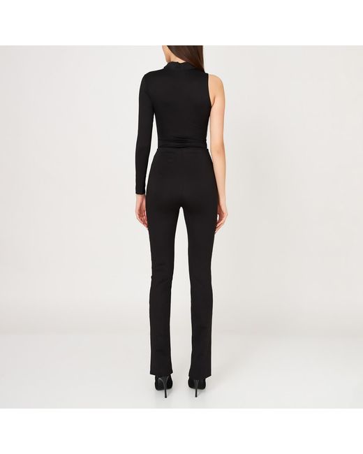 LIA ARAM Black Asymmetrical Long-Sleeved Bodysuit