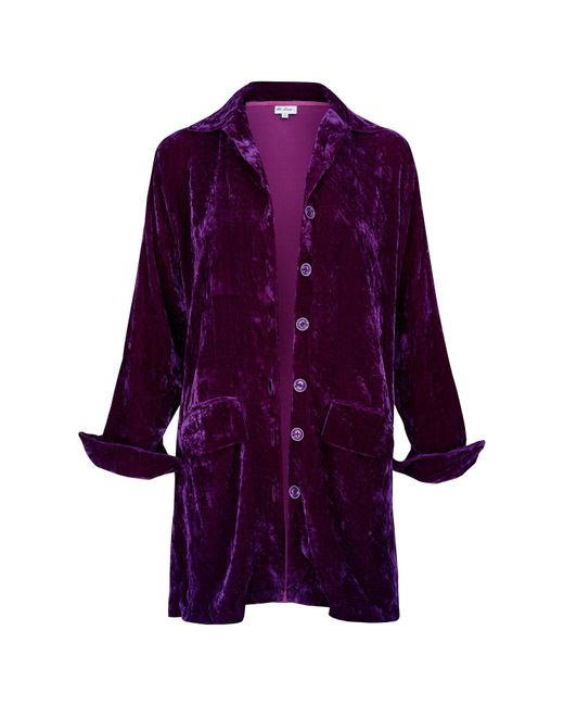 At Last Kensington Silk Velvet Shirt-jacket In Violet in Purple | Lyst