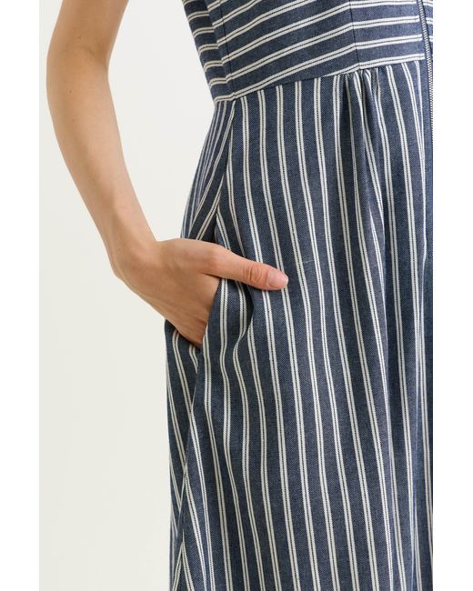 Louche Blue Yassine Ticking Stripe Midi Dress