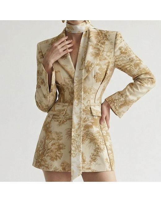 La Musa Natural Versailles Mini — Sculpted Toile Blazer Dress
